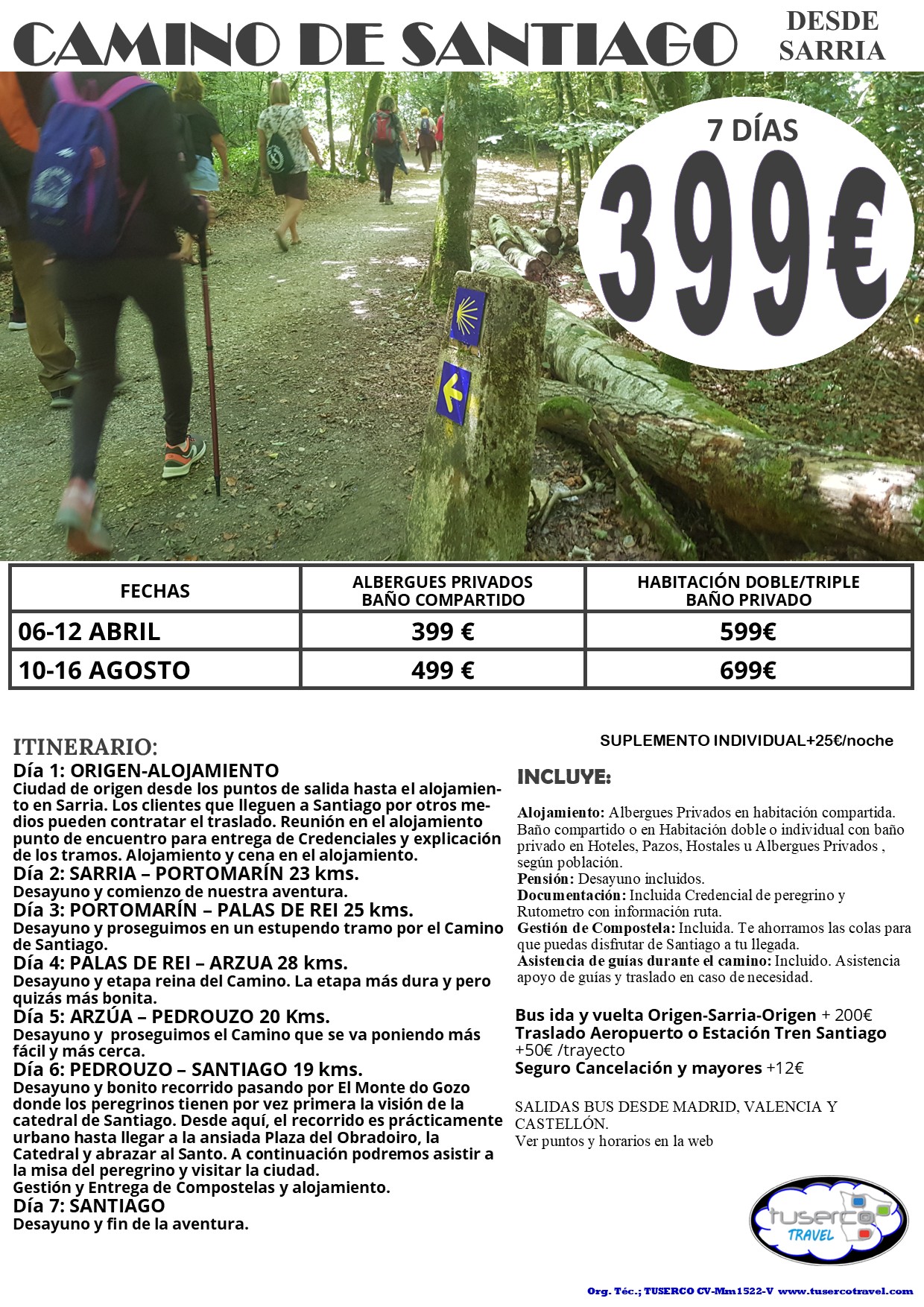 Cartel de Camino de Santiago Francés Últimos 100 KM desde Sarria