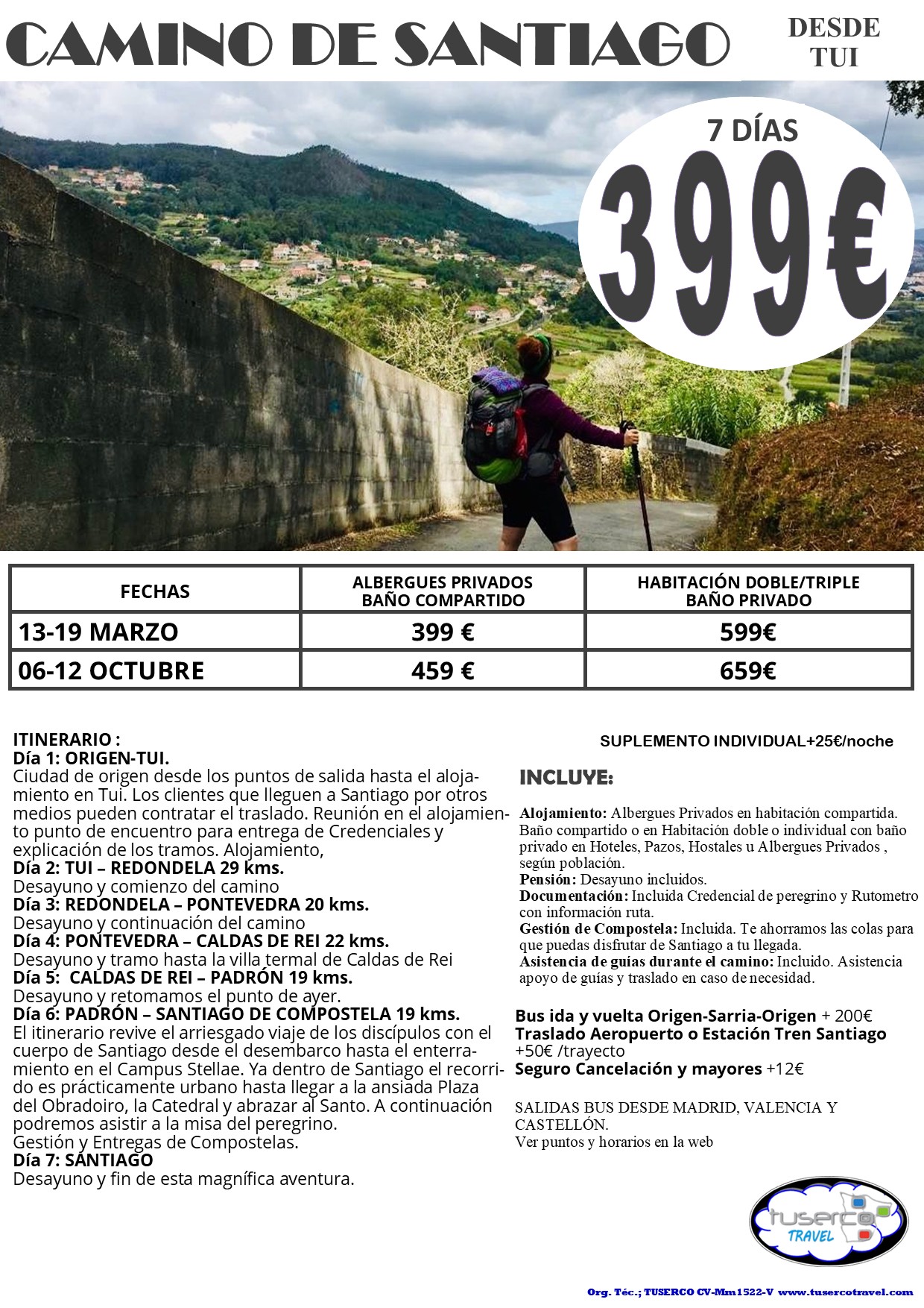 Cartel de Camino de Santiago Portugués Últimos 100 KM desde Tui
