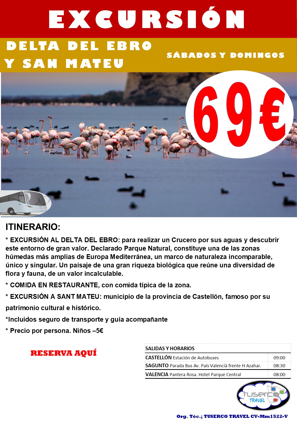 Cartel de Excursión Delta del Ebro y Sant Mateu
