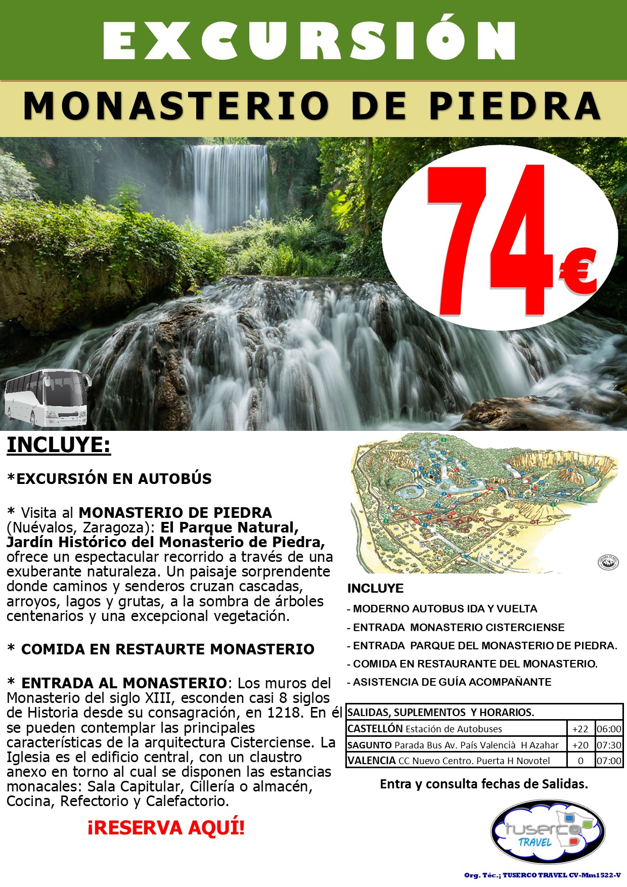 Cartel de Excursión Monasterio de Piedra