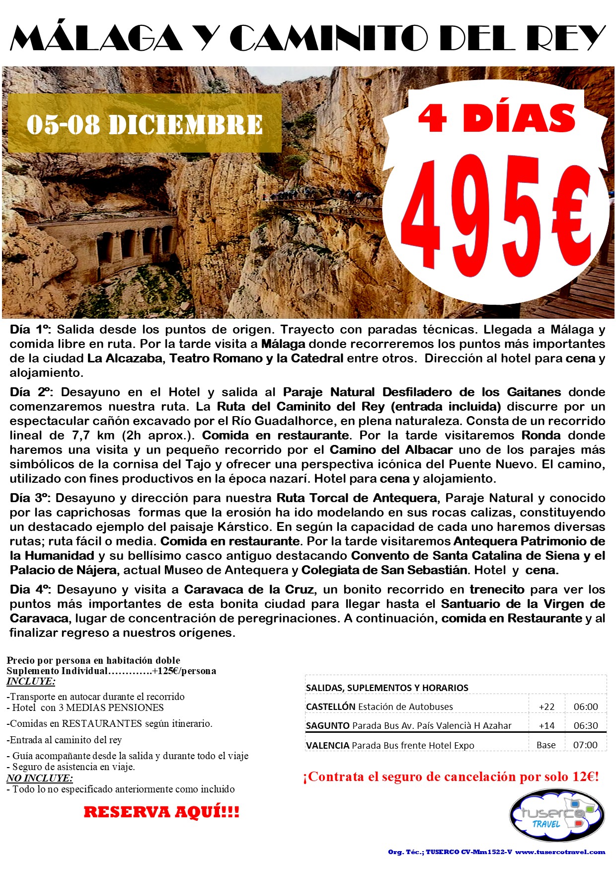 Cartel de Málaga y Caminito del Rey