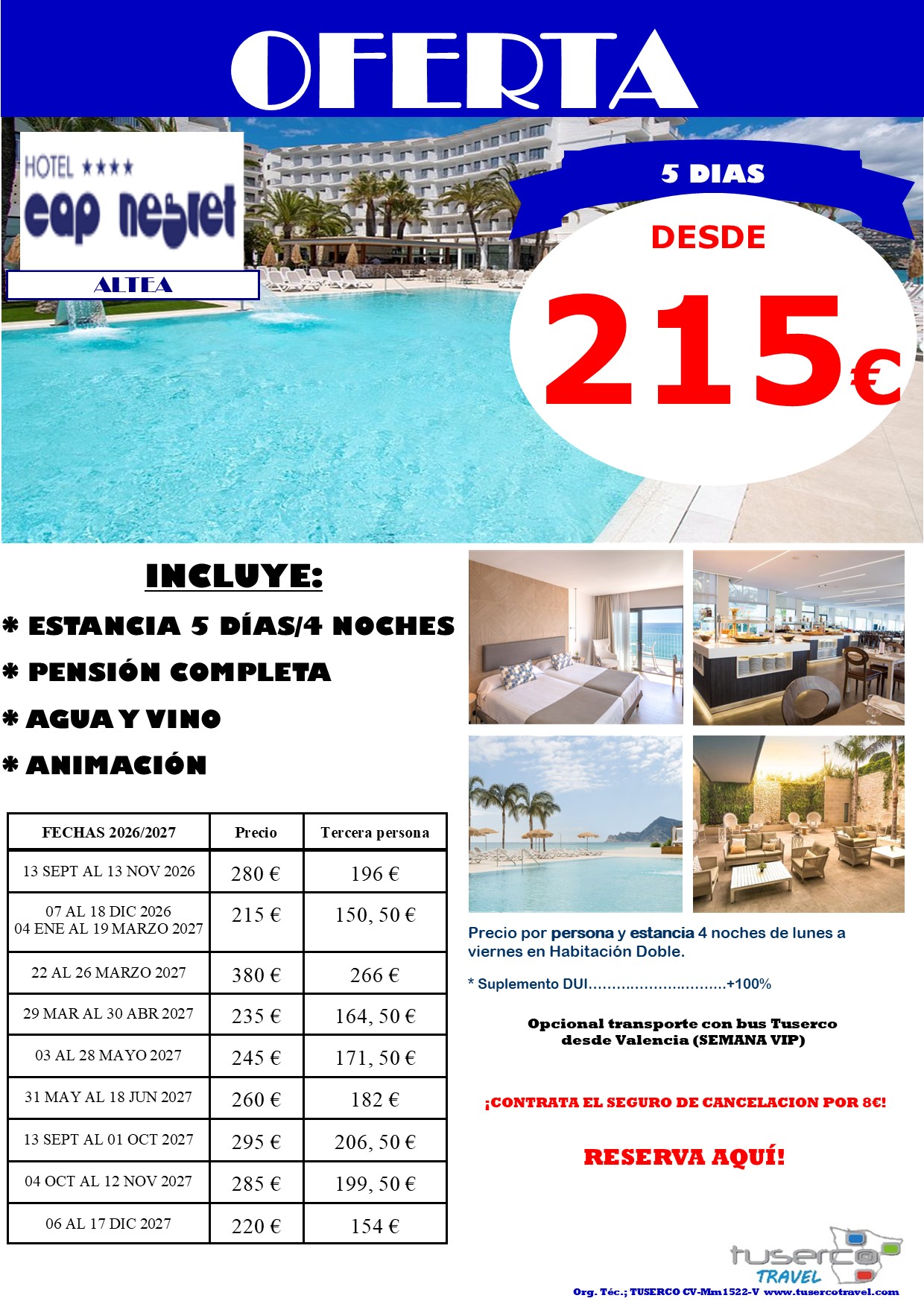 Cartel de Oferta Hotel Cap Negret 4* Altea – Alicante