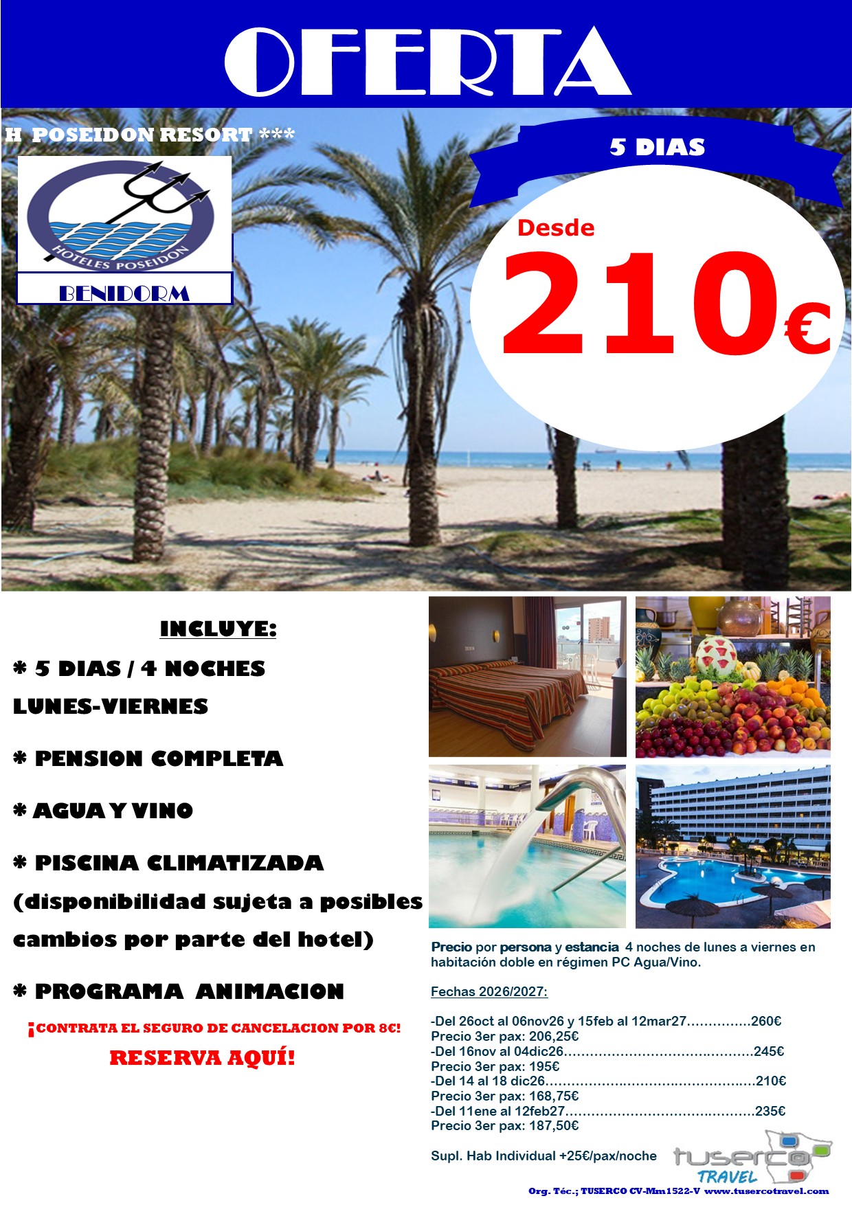 Cartel de Oferta Hotel Poseidón Resort 3* Benidorm