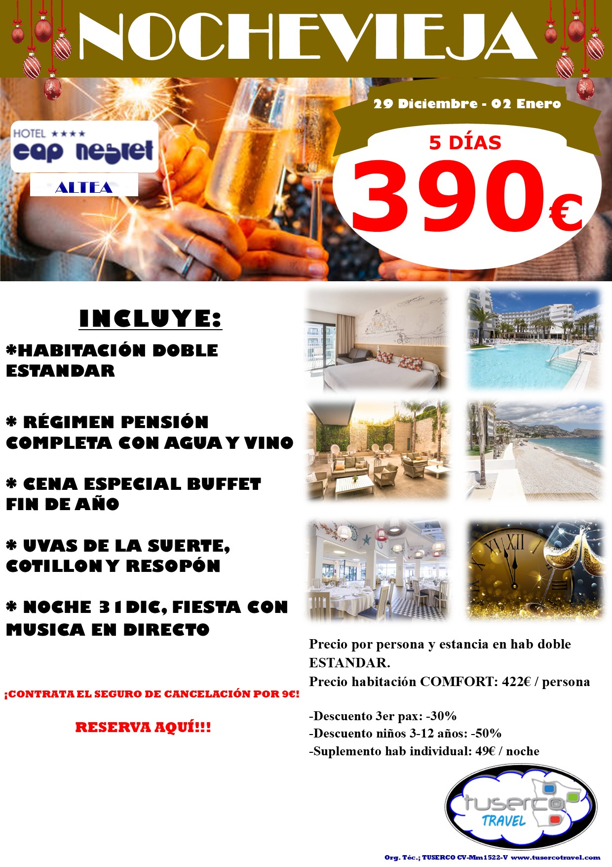 Cartel de Oferta Nochevieja Altea Hotel Cap Negret 4*