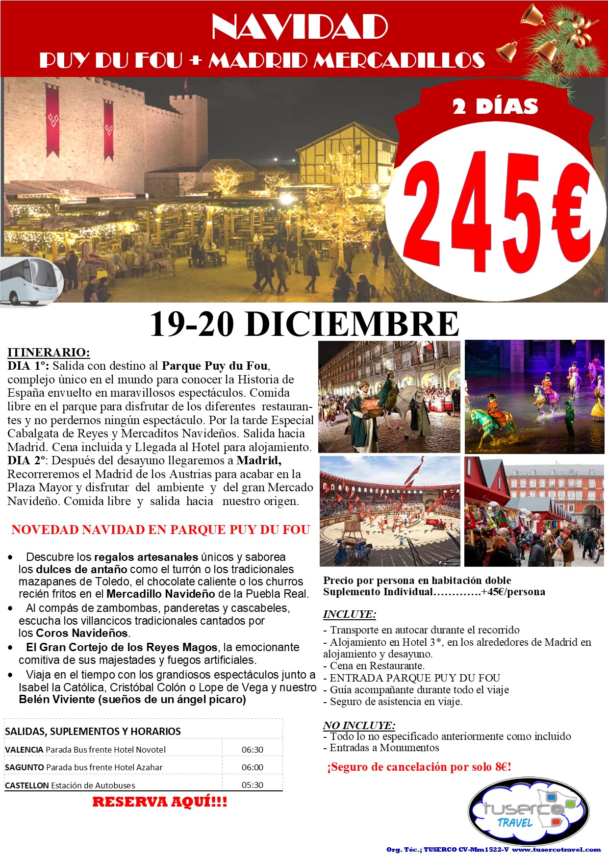 Cartel de Puy de Fou Navidad y Madrid Mercadillos Navideños